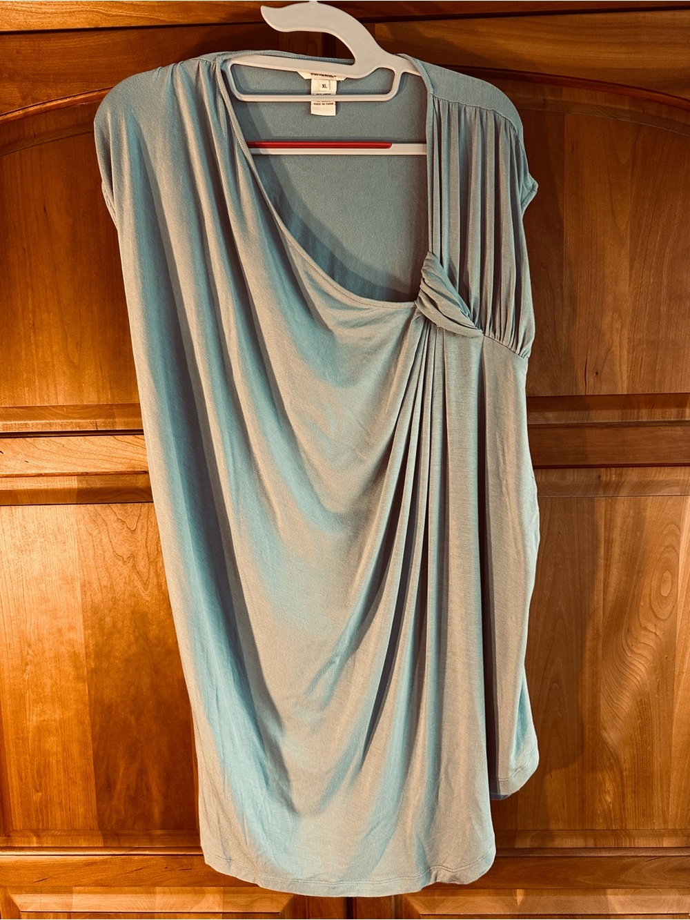 Sundance Light Blue Sleeveless Tank w/ Asymmetrical side ruching, NWOT, sz XL